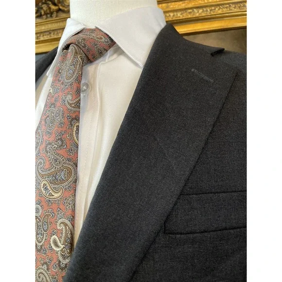 Hickey Freeman 42R USA Made Loro Piana Tasmanian‎ Super 130's Gray 2Btn Blazer